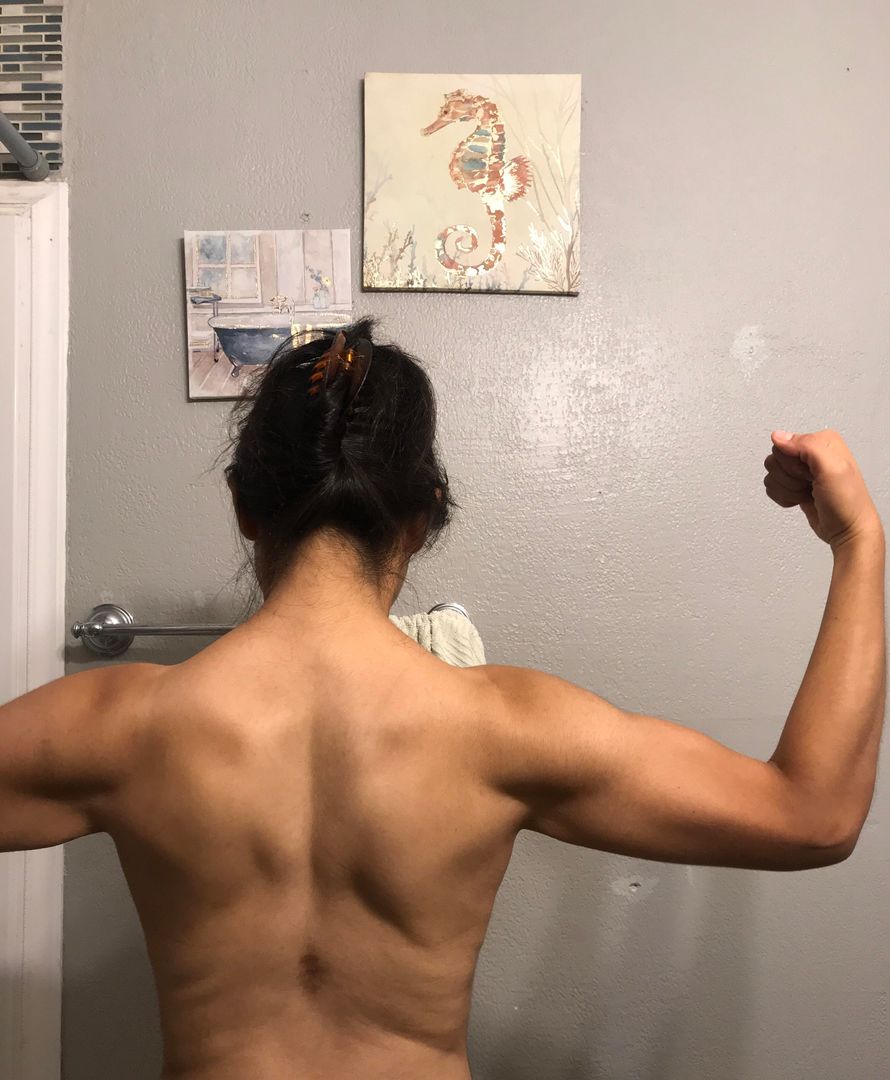Does it look like my at home fitness videos are working for a defined back? I have a gnarly bruise on my back lol