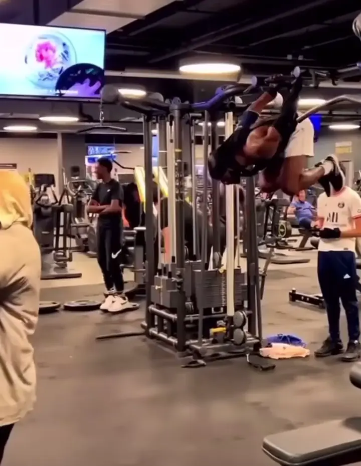 Doing weird workouts and attention seeking at a busy gym.