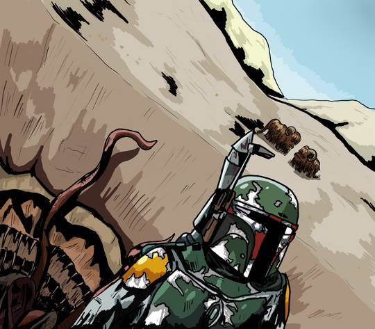 Just drew a picture of Boba Fett leaving the Sarlacc