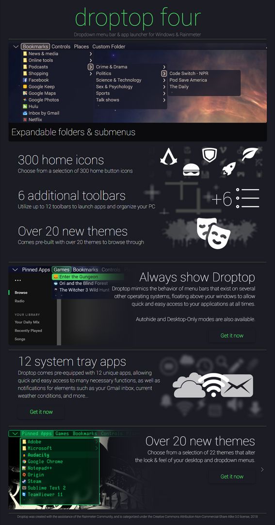 Droptop Four - Dropdown menu bar &amp; app launcher