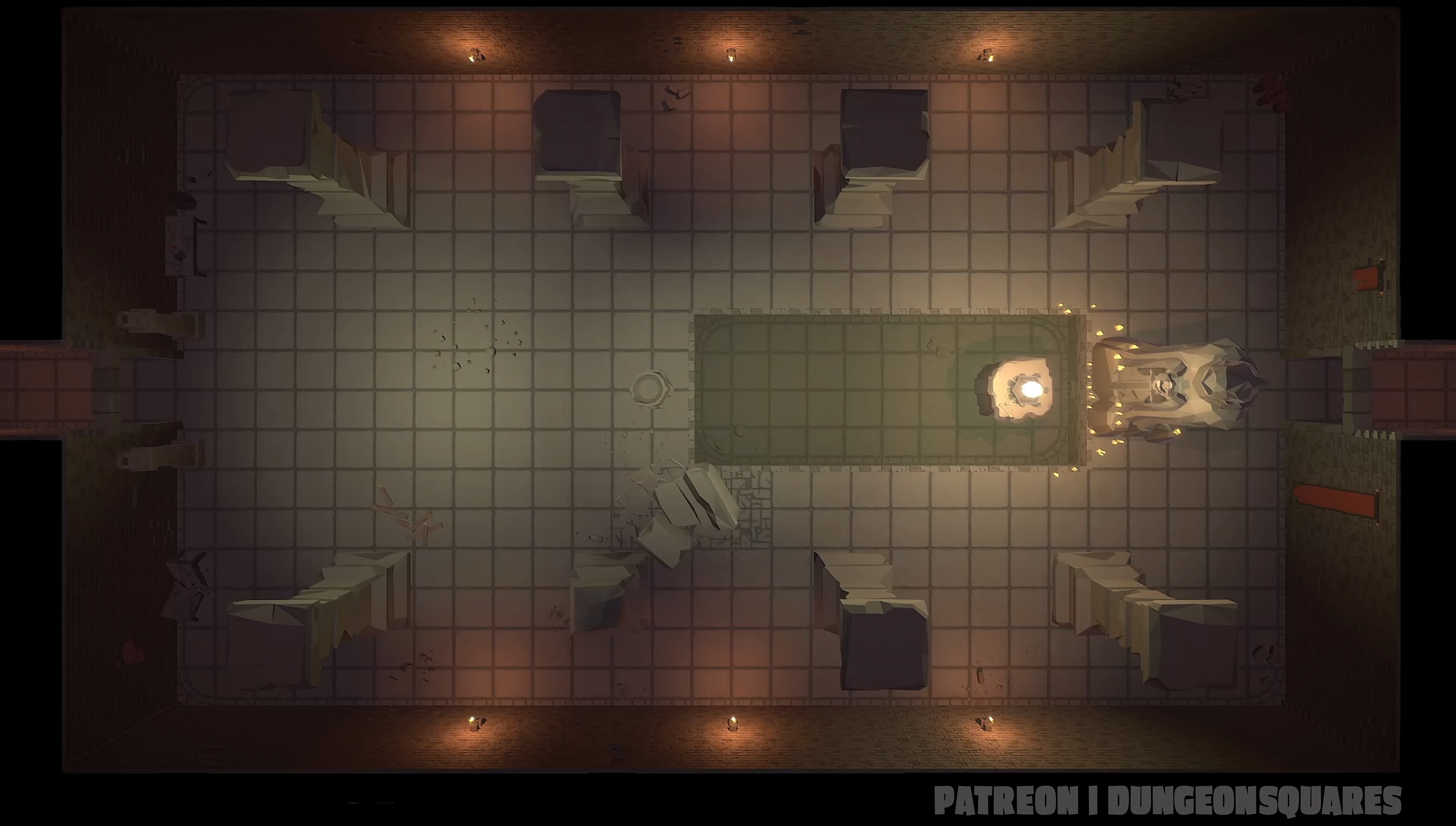 Dungeon Entrance Hall [Battlemap][Dungeon][36x16] | Scrolller