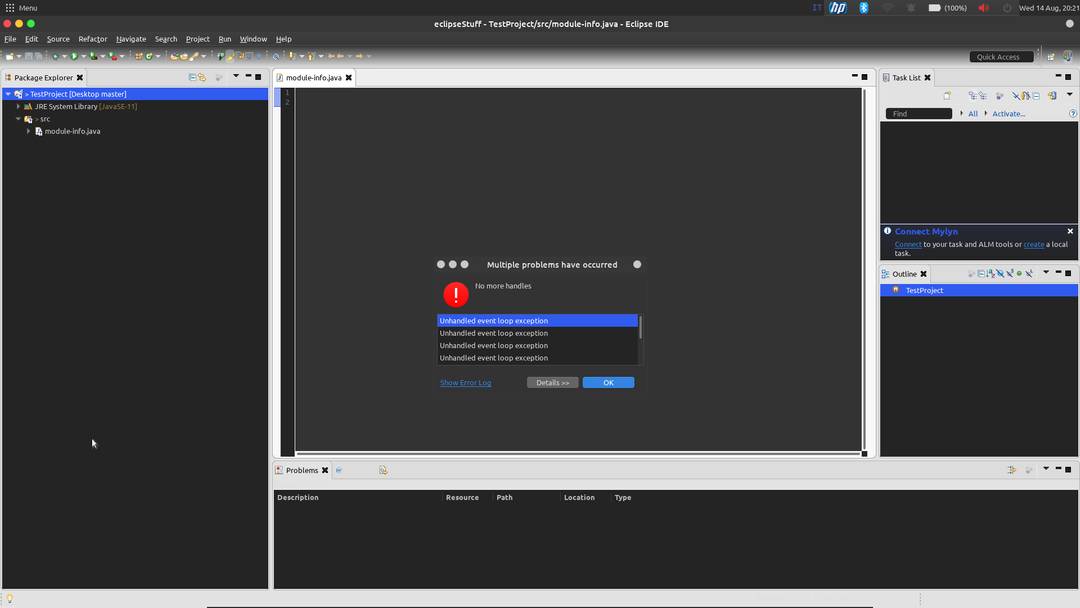 Eclipse carashes everytime I try to create a new file/class or whatsoever. How can I fix this? I read online that it happens when it runs out of ram? but even tho my laptop is very old, it has 4gb RAM and eclipse needs around 2 I think.