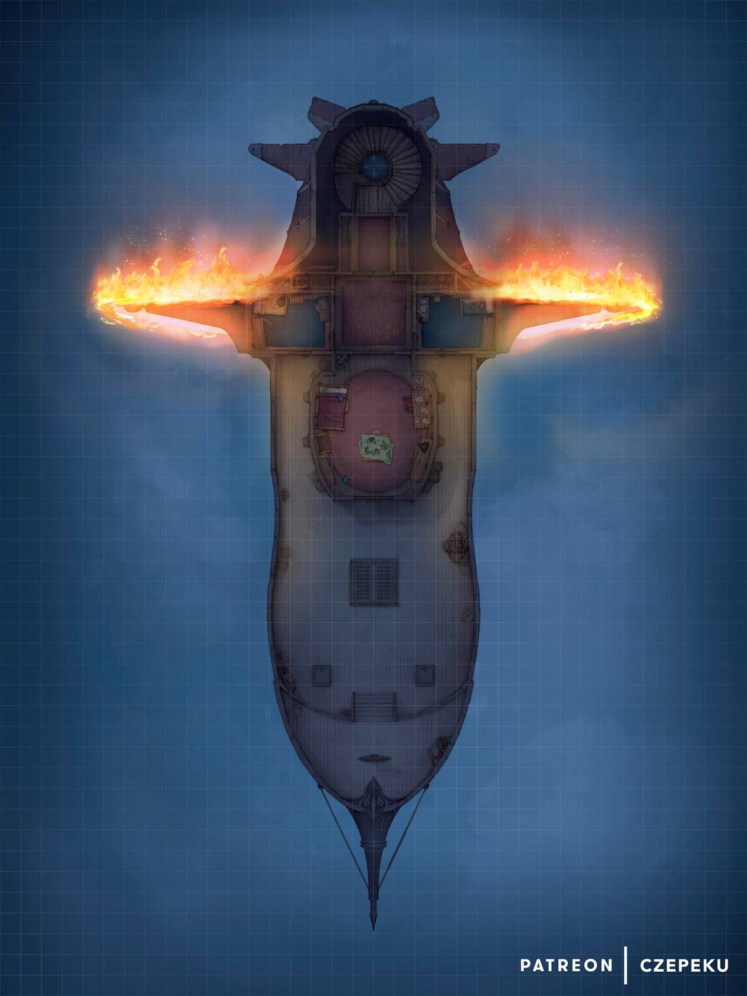 Elemental Airship Battlemap [36x48]