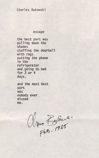 Escape by Charles Bukowski