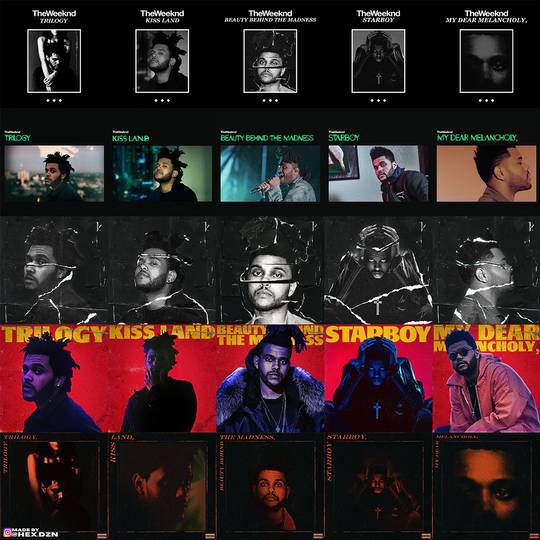 Every The Weeknd Album in the Style of Every The Weeknd Album (made by @hex.dzn/Instagram)
