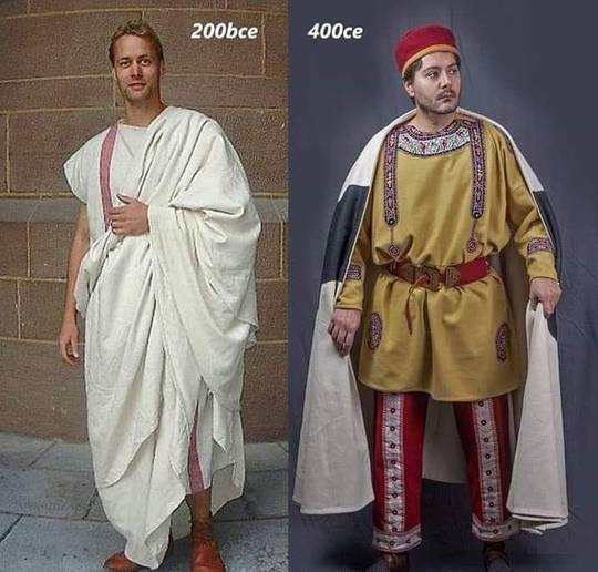 Evolution of Roman clothing; from Toga to Chlamys
