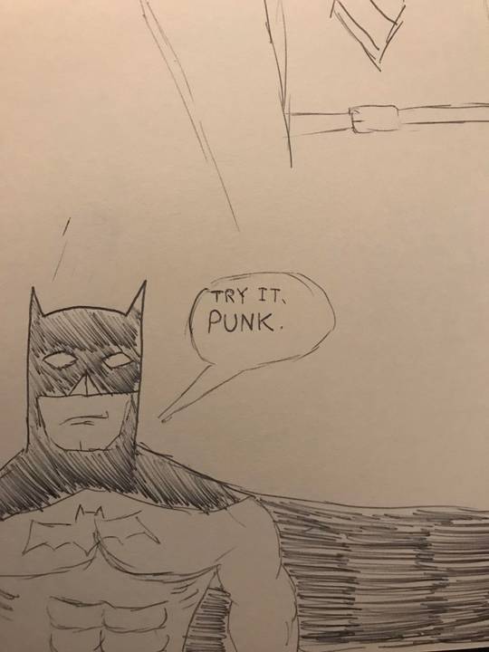 [Fan art] Free hand Batman doodle w/ biro by me