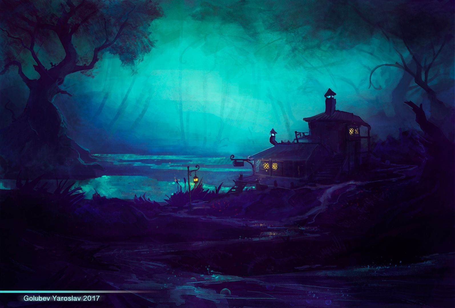 Fantasy House on Swamp by Yaroslav Golubev