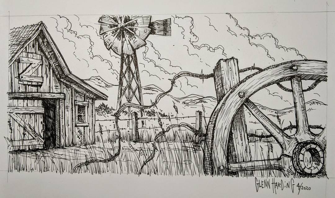 Farm life, Pen and Ink