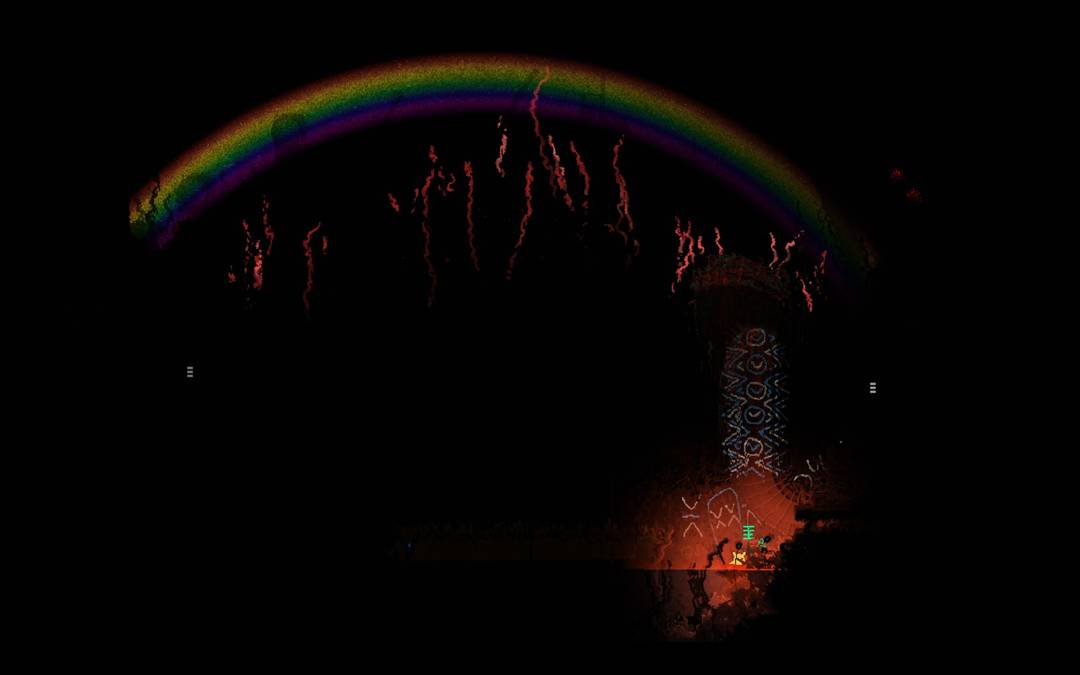 Filling out my map in the Garbage Wastes with the Mood Mod. Certainly didn't expect a night rainbow.