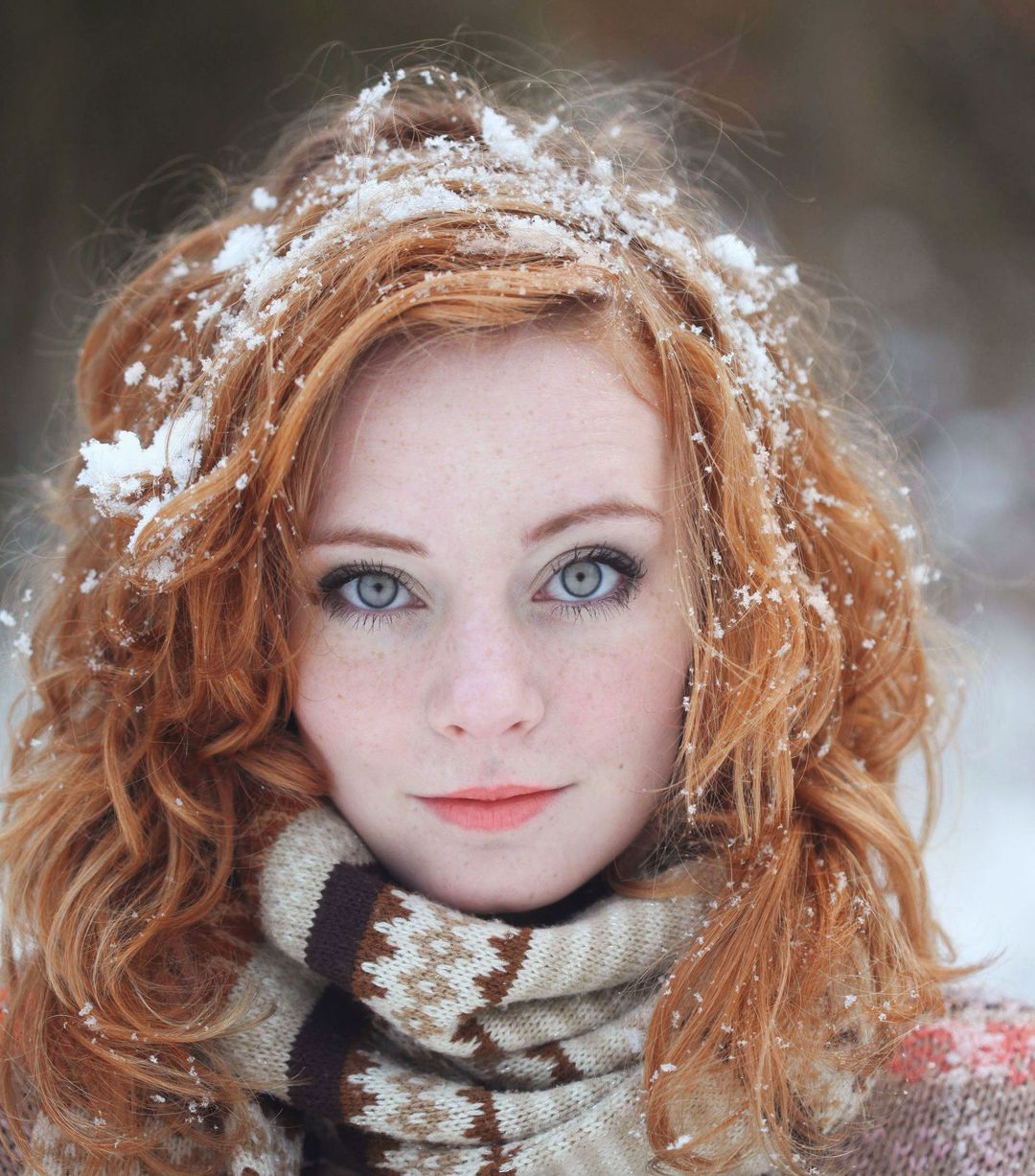 Snowy red head