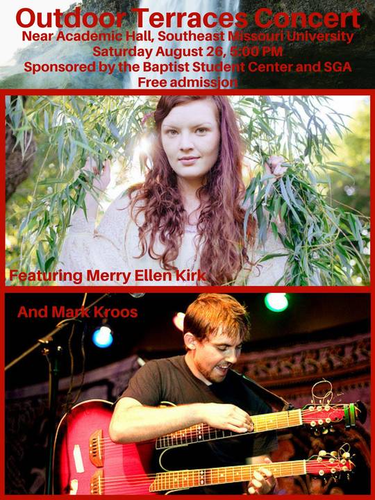 Free Welcome Back to School outdoor concert August 26 on the Terraces Stage by Academic Hall. Starts at 5:00 PM