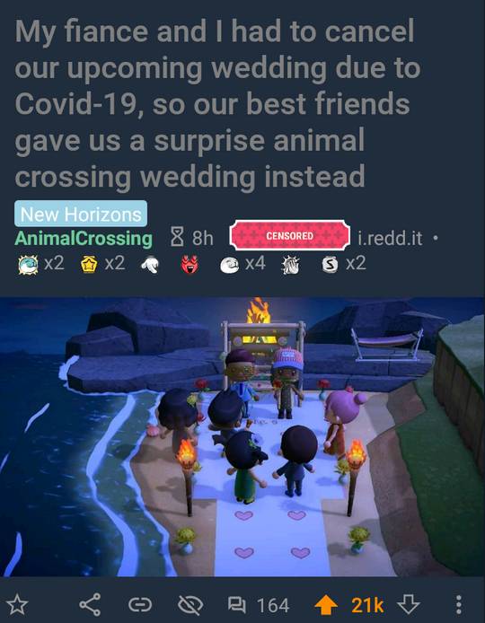 Friends helping each other maintain a happy life during these trying times.