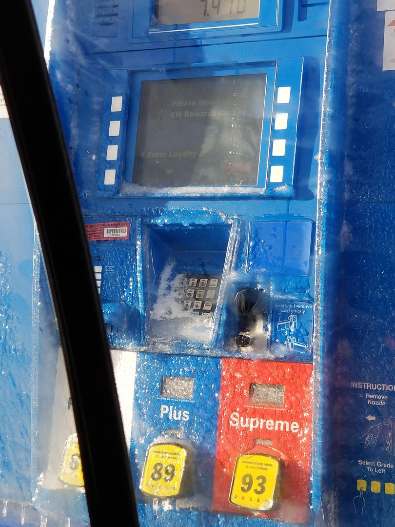 Gas pump was frozen today in Michigan