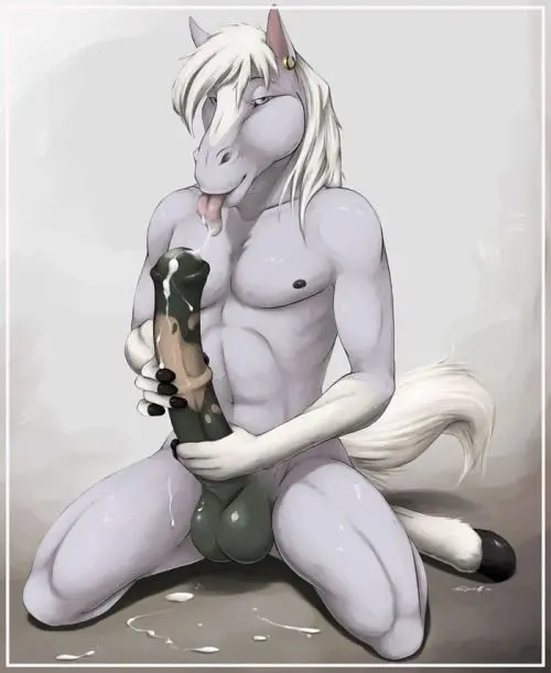 Muscular gay furry anthros with huge cocks and big dicks in various poses.