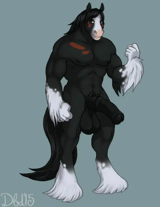 Muscular gay furry anthros with huge cocks and big dicks in various poses.