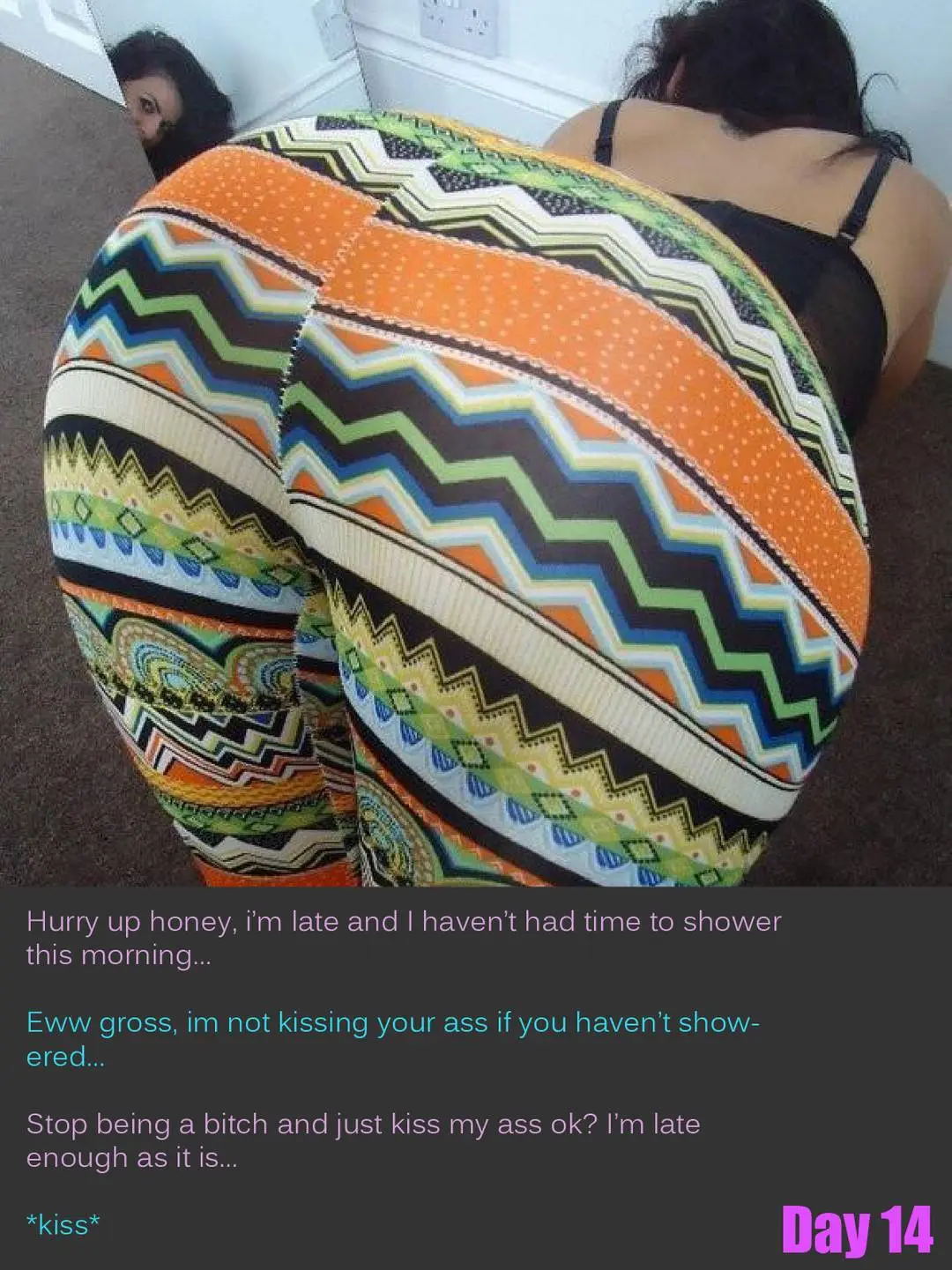 Curvy latina in lingerie and fishnets posing for ass worship and tease and denial caption stories