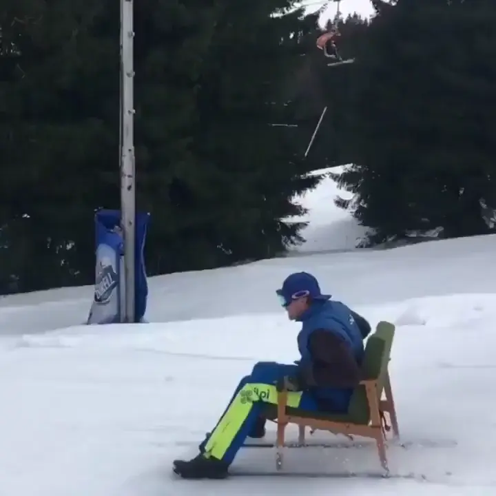 Going skiing with a chair