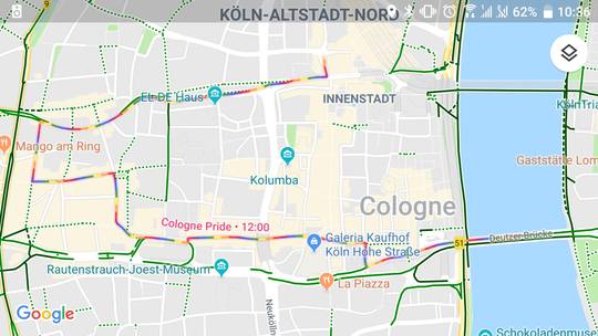 Google maps is on the Action of Cologne Pride today!