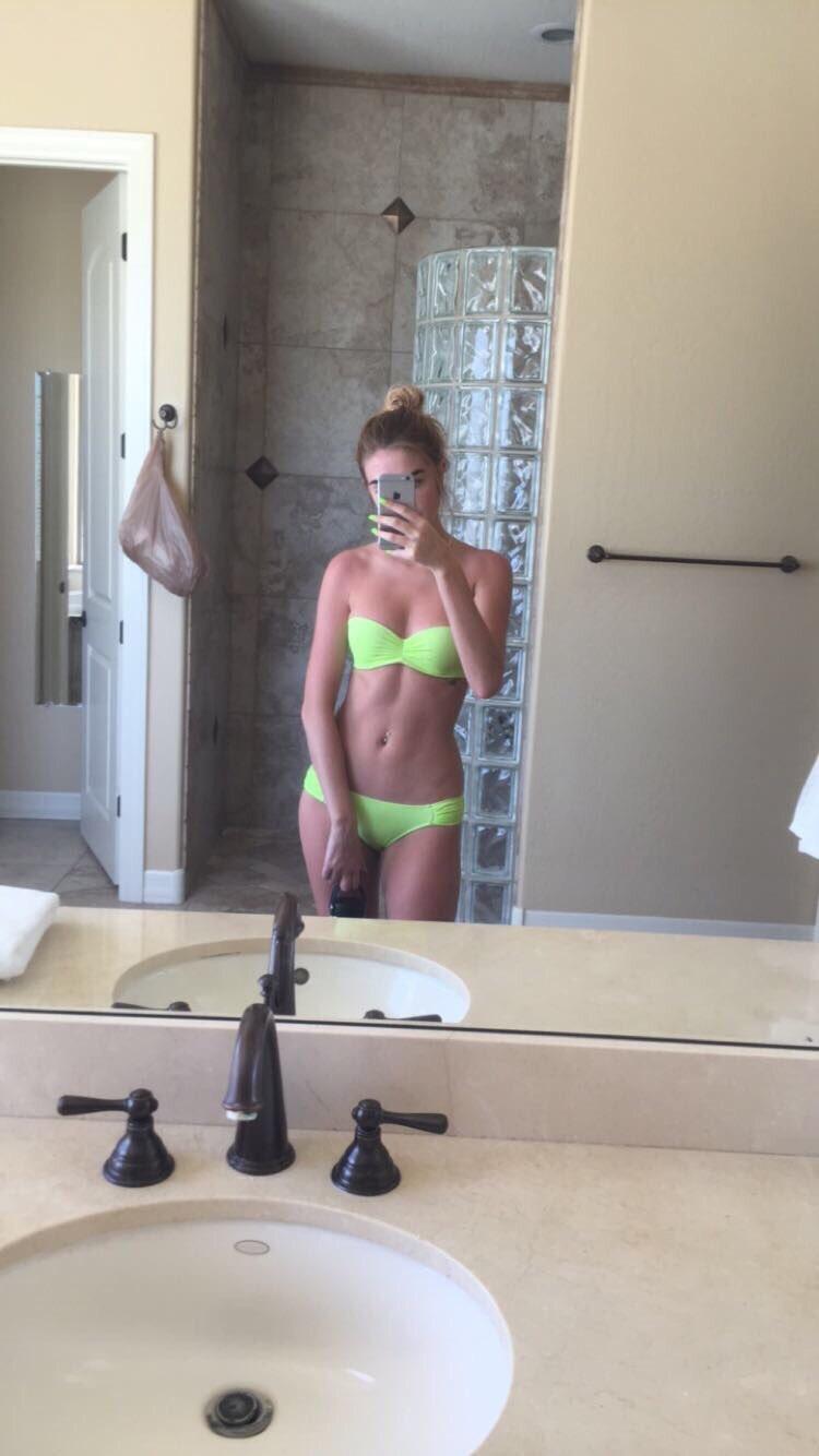Green bikini selfie.