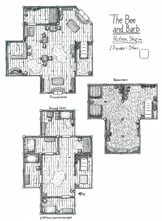 Hand-Drawn Bee and Barb Map