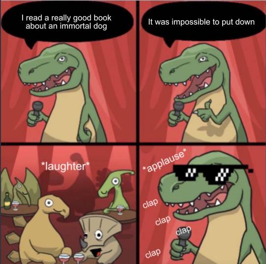 happy crowd - day 22 of crying dino memes :P most of yall wouldn’t have seen the post yesterday but i changed the font and made the dinosaurs laugh as per your requests, please don’t attack me for my bad editing