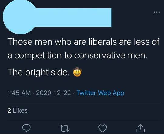 He thinks liberals don’t have sex, but on the other hand thinks all liberals are sluts