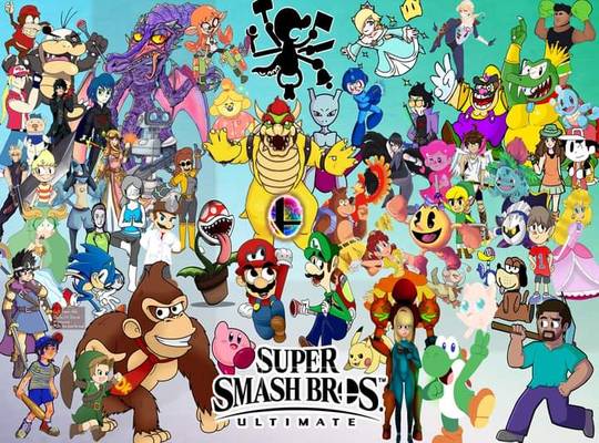 Hello! I participated in a Smash Bros. Ultimate collab, drawing the characters in our art style. (REUPLOAD)