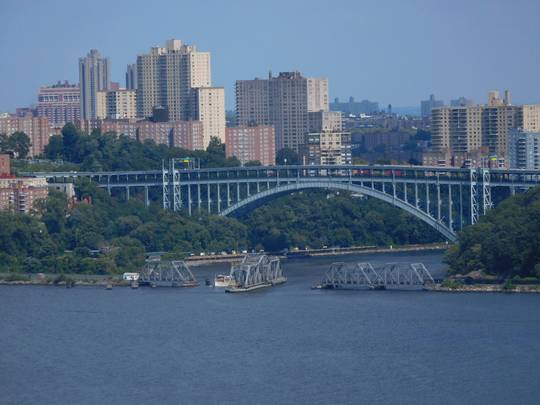 Henry Hudson Bridge between the Bronx and Manhattan NYC as seen from New Jersey