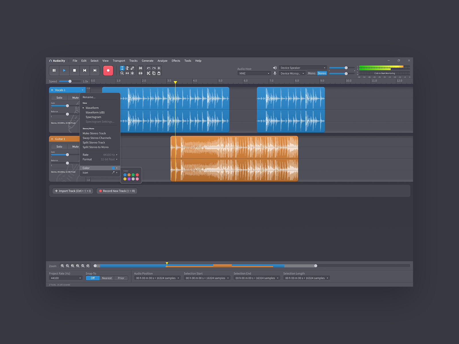Here's my take on a UI visual redesign for the audio editing app ...