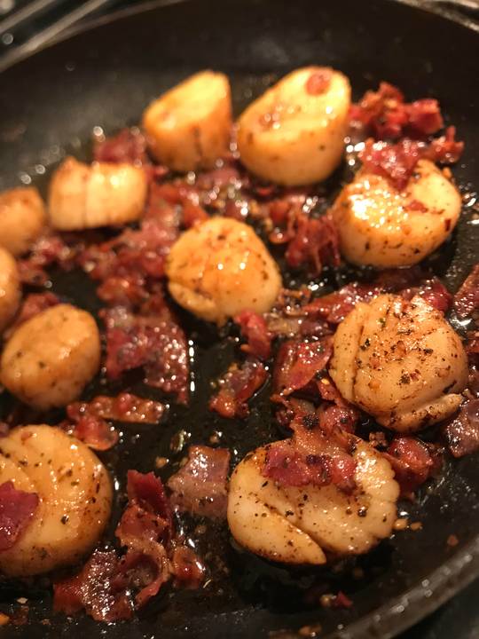[homemade] Bacon Garlic Parm Scallops