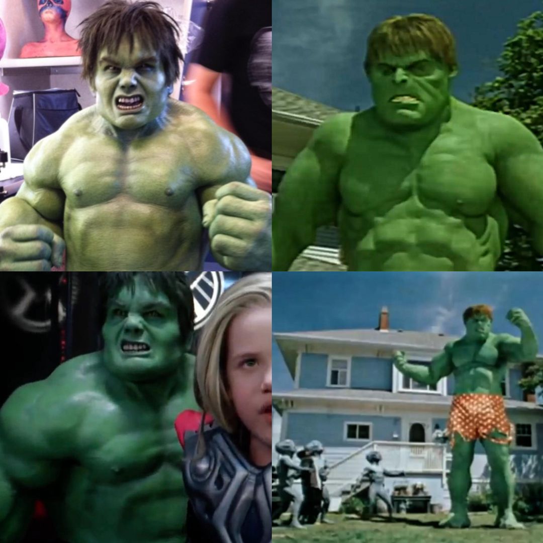 Hulk and Practical Effects. (Left) The Avengers 2012 Target ad and (Right) Scary Movie 3 Hulk. What do you guys think of this? A mix of this and CGI would work so well, I'd love to see this in a real Hulk movie