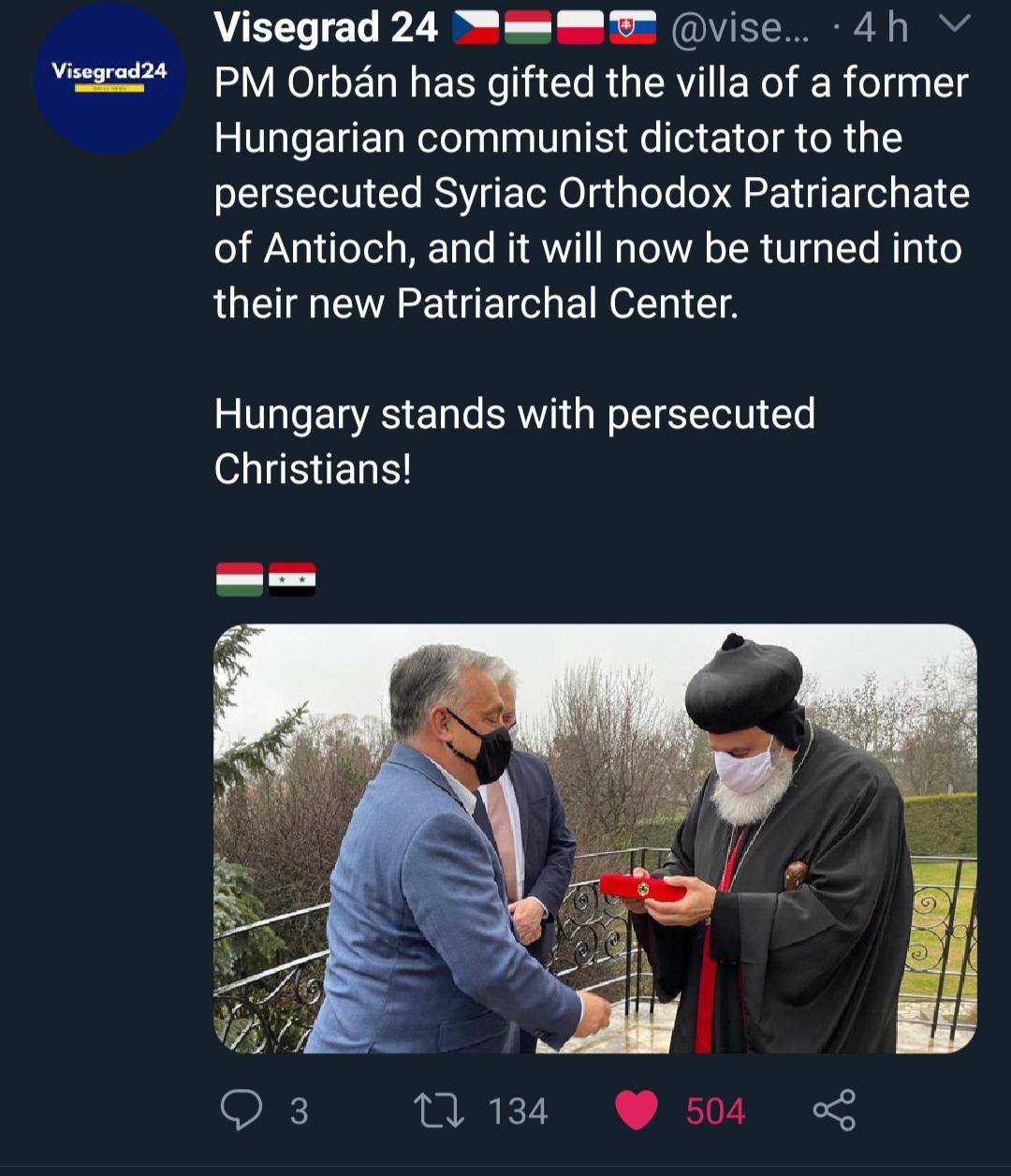 Hungary gifts the building of former communist dictator to the Syriac Orthodox Church for the next 50 years as a patriarchal center. Assyrians never forget those who stand with us when we are down. Köszönöm Magyarország!