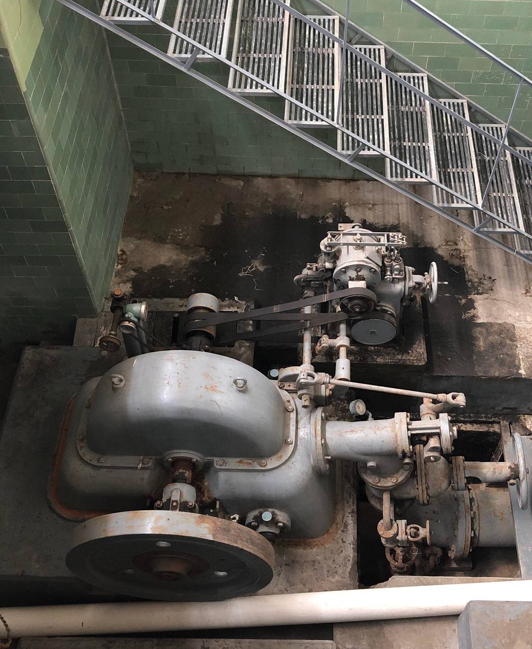 Hydro turbine once used for power generation at a weaving mill in Mexico. Details below.