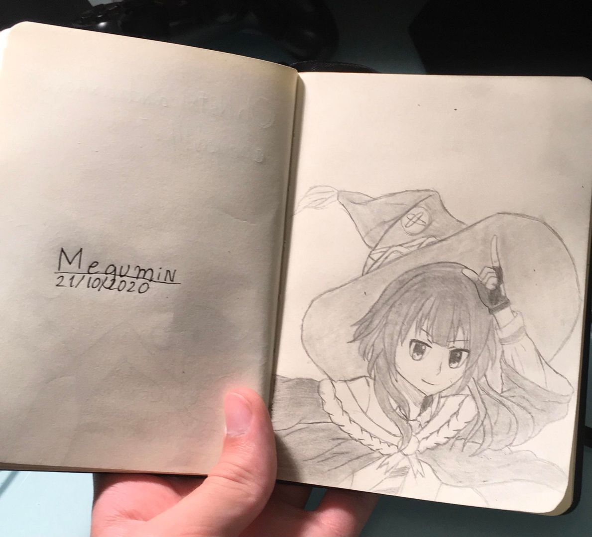I did a quick sketch of Megumin in her academy uniform for inktober and kinda like it, so I’m posting here