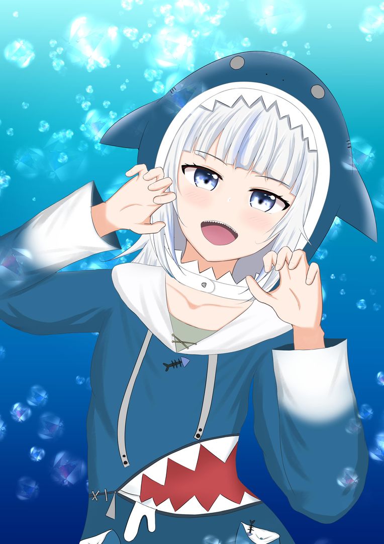 I draw Gawr Gura for HololiveEN I'm Japanese Babiniku Virtual Youtuber Shu Sakura🌸