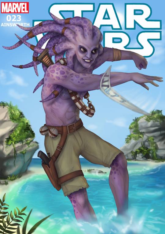 I drew a fake cover of one of our player's characters!