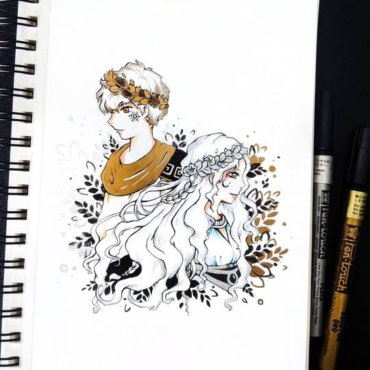 I drew fanart of Apollo and Artemis ✨