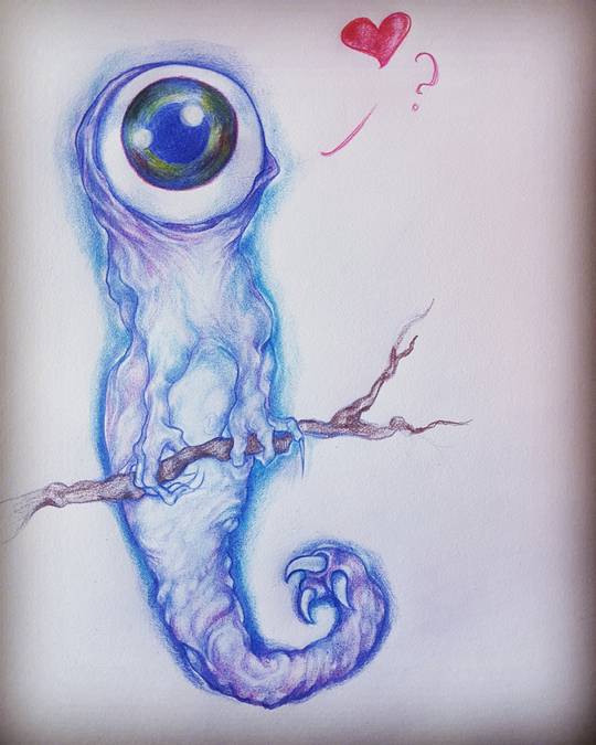 I drew this friendly little critter while severely sleep deprived.