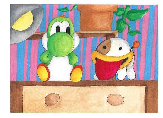 I finished drawing Yoshi and Poochy!
