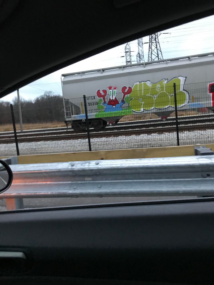 I saw Mr. Krabs on a train. Really cool!