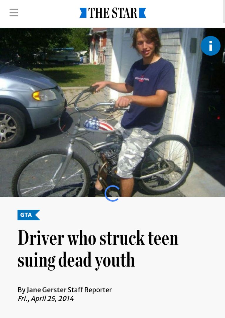 I see the post about the woman who sued the 12 YO for scratching her car when she hit him, and raise you this. The suit was for $1.35M CAD