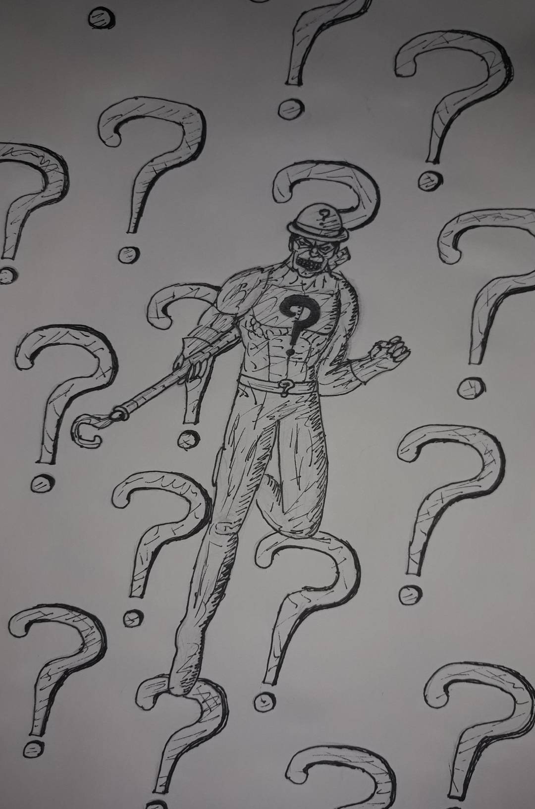 I started to draw my favourite adversary of the Dark Knight... the Riddler!