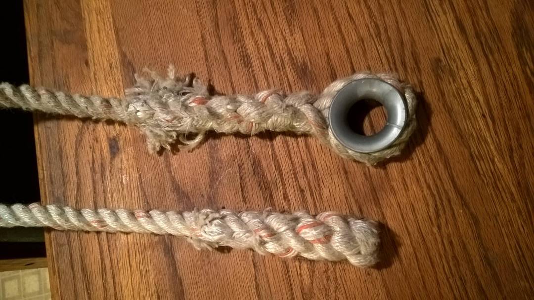 I too made an eye splice with a thimble. Mine is not as pretty though, and it has seen considerable miles. This is a flipline I made back in my tree trimming days.