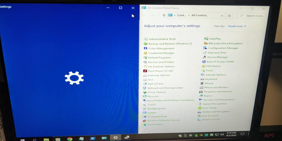 I'll use the control panel while I wait for settings