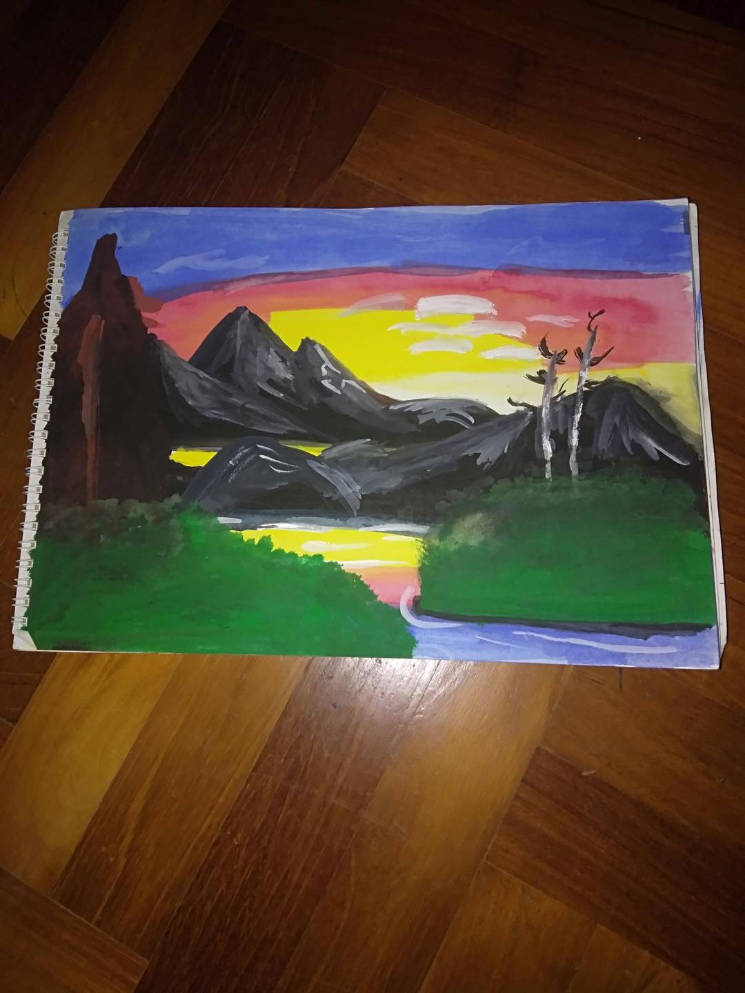 I'm 13 i try to draw Bob Ross painting. I hope you like it .(cloud kinda sad)
