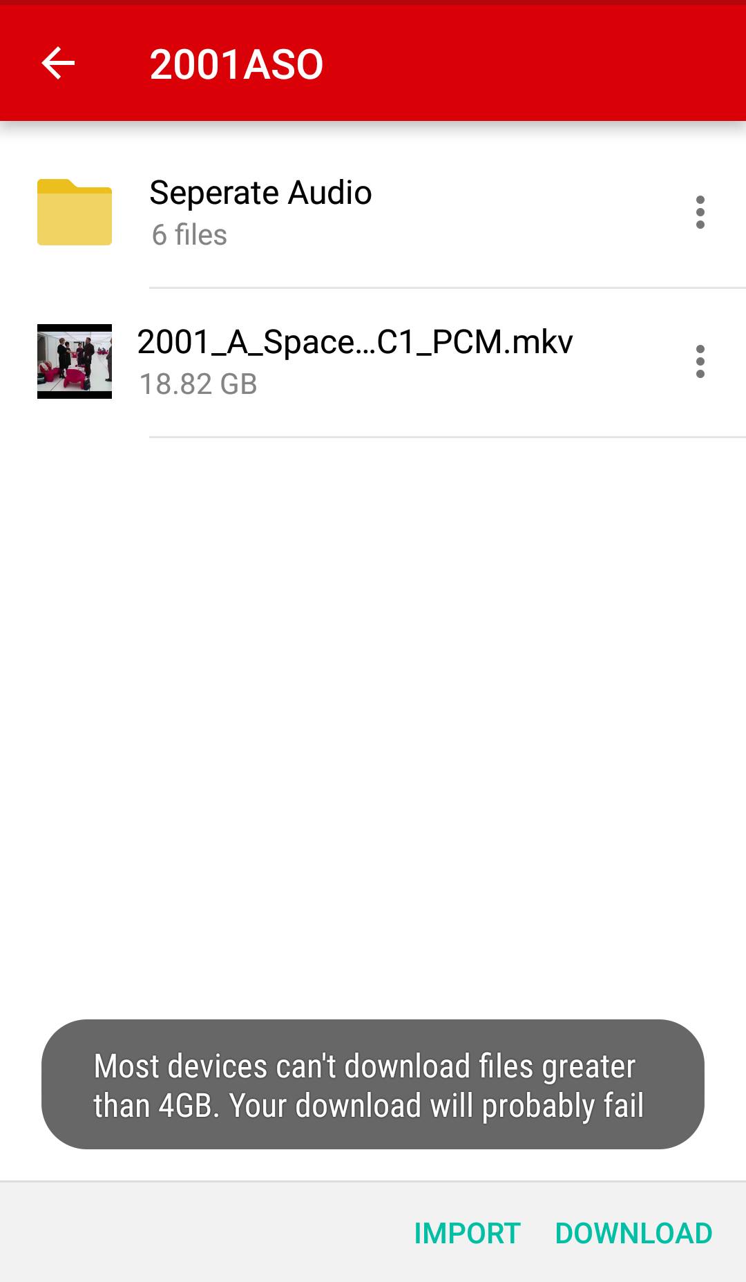 I'm using the mega app for Android. Whenever I try to download a file Greater than 4GB , it shows this error . Why does the app show this and how to fix it?.