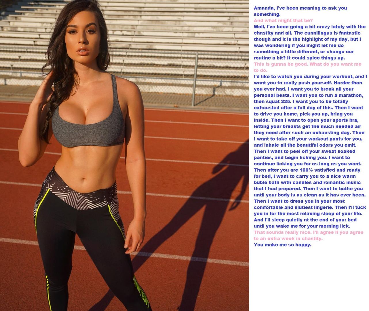 Femdom foot fetish and male chastity captions featuring brunette and redhead women in various outfits