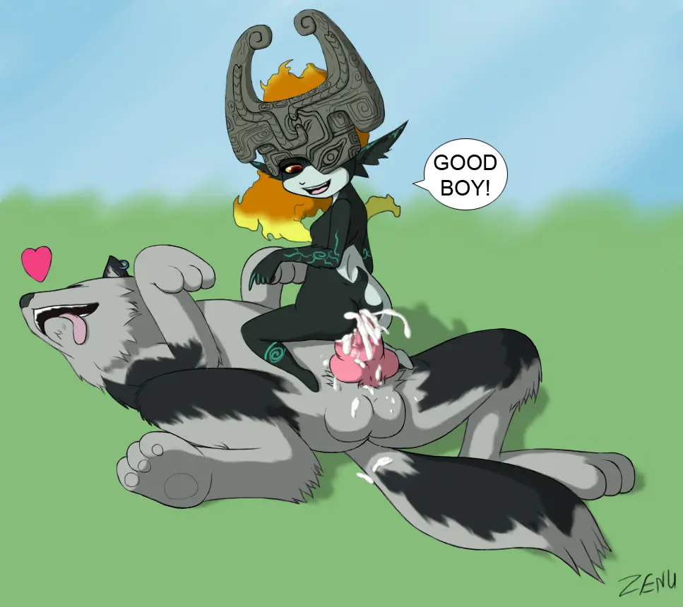 Imp Midna from The Legend of Zelda in hentai fan art featuring ahegao and thick thighs