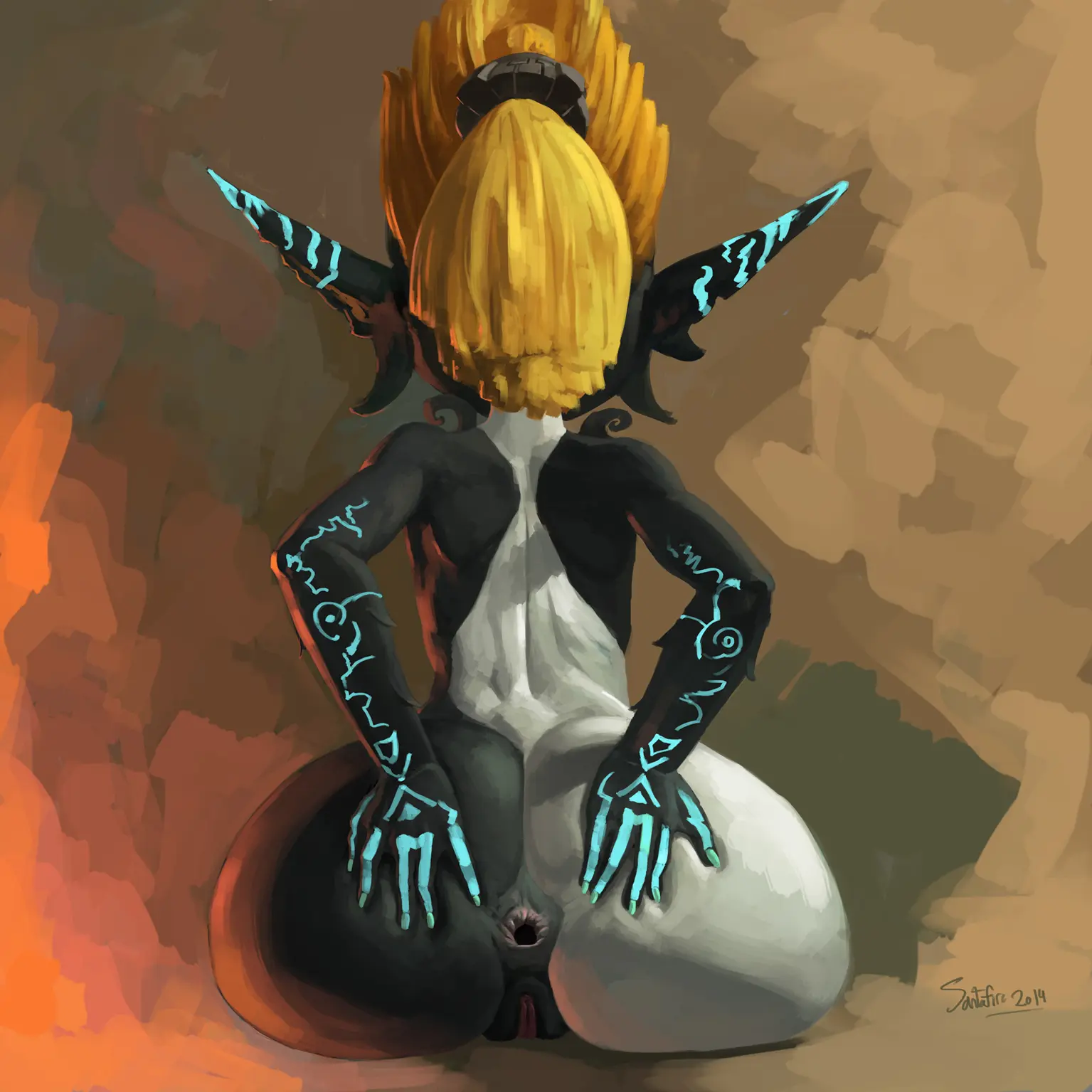 Imp Midna from The Legend of Zelda in hentai fan art featuring ahegao and thick thighs